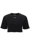 Off-white Off White Cropped T Shirt With Off Embroidery