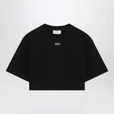 OFF-WHITE BLACK CROPPED T-SHIRT WITH LOGO