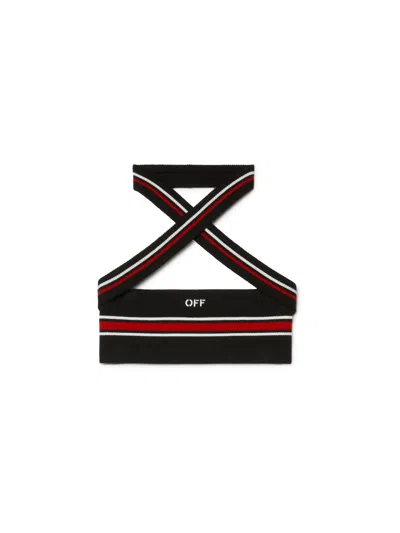Off-white Black Cross Collar Knit Bra In Multi