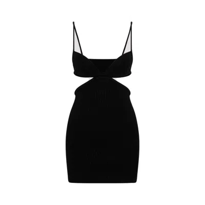 OFF-WHITE OFF-WHITE BLACK CUT OUT RIBBED MINI DRESS