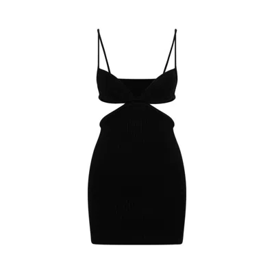 OFF-WHITE OFF-WHITE BLACK CUT OUT RIBBED MINI DRESS