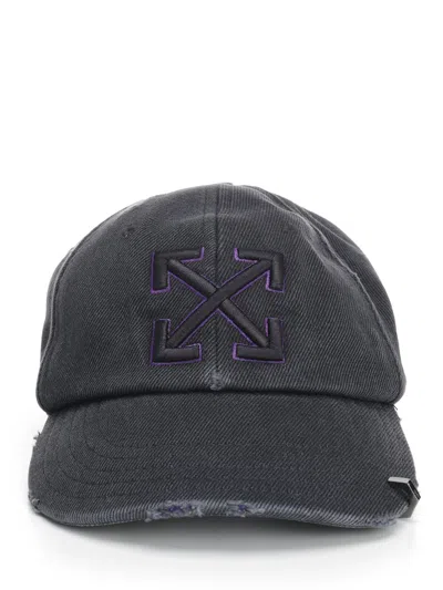 Off-white Off White Black Cotton Cap In Black - Dark Blue