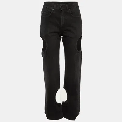 Pre-owned Off-white Black Denim Cutout Detail Jeans S
