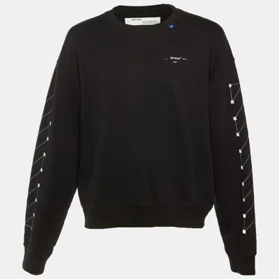 Pre-owned Off-white Black Diag Backbone Cotton Crew Neck Sweatshirt L