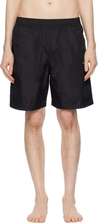 Off-white Black Diag Outline Surfer Swim Shorts In Black - Whit