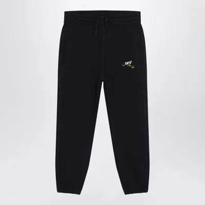 OFF-WHITE BLACK DIAGONAL SPLAT LOGO JOGGING TROUSERS