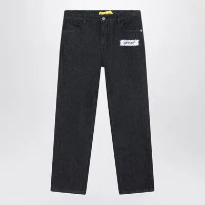 OFF-WHITE BLACK DIAGONAL SPONGE-EFFECT JEANS
