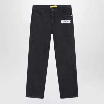 Off-white Black Diagonal Sponge-effect Jeans In Gray