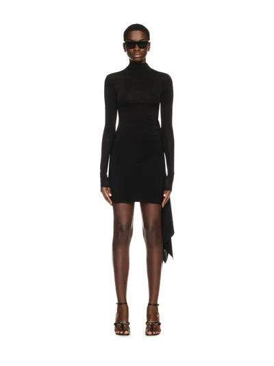 OFF-WHITE BLACK DRAPED MINI DRESS