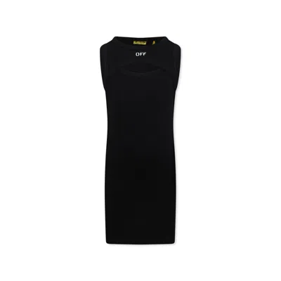 Off-white Kids' Black Dress For Girl With Logo