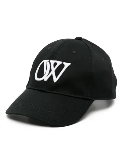 Off-white Black Embroidered Hat For Men