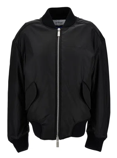 OFF-WHITE BLACK EMBROIDERED LOGO JACKET