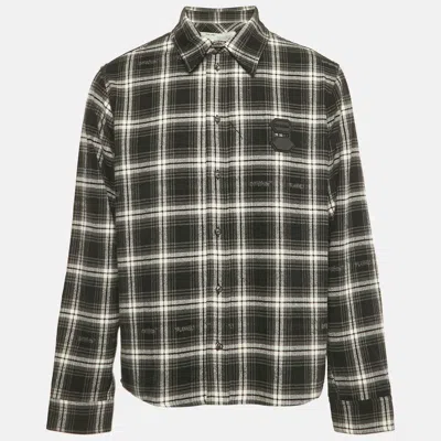 Pre-owned Off-white Black Flannel Cotton Blend Button Front Shirt L