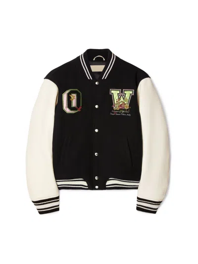 Off-white Black Flowers Varsity Jacket In Multi