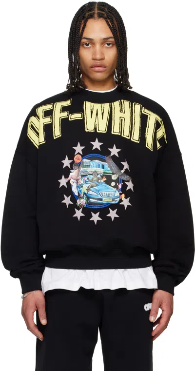 OFF-WHITE BLACK FRESCO STAR OVER CREWNECK SWEATSHIRT
