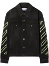 Off-white Diagonal Arrow Outline Embroidered Denim Skate Jacket In Black
