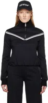 Off-white Stylish Women's Cropped Jacket With High Neck And Sporty Stripe Detail In Black White