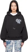 Off-white Zebra Arrow Cotton Hoodie In Washed Black