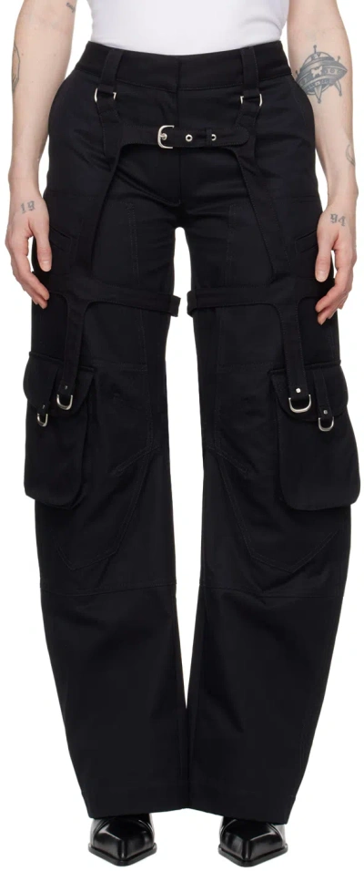 OFF-WHITE BLACK HARNESS TROUSERS