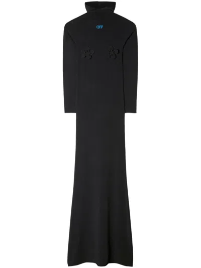 OFF-WHITE BLACK HIGH-NECK LONG DRESS