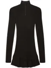 Off-white High-neck Pleated Knitted Minidress In Black