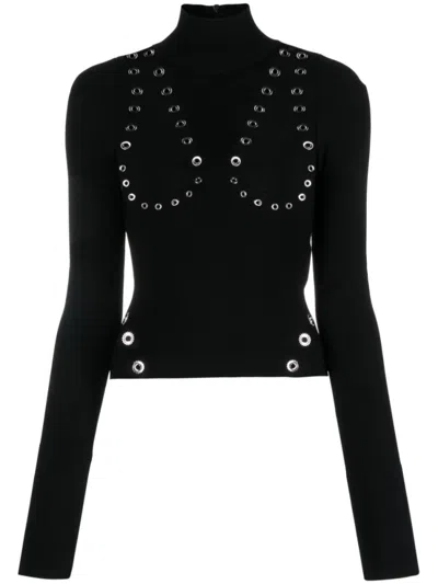 OFF-WHITE BLACK HIGH NECK SWEATER