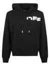 Off-white Drawstring Hooded Sweater With Pouch Pocket And Logo Prints In Black