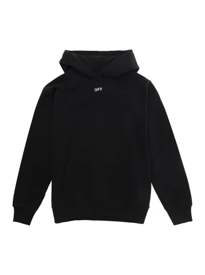 Off-white Kids' Black Hoodie With Arrow Print In Cotton Boy