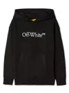 OFF-WHITE BLACK HOODIE WITH CONTRASTING BOOKISH BIT LOGO IN COTTON BOY