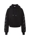 OFF-WHITE BLACK HOODIE WITH DIAG STRIPE DECORATION