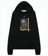 Off-white Black Hoodie With Graphic Print And Iconic Arrow Motif In Black