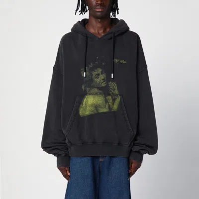 Off-white Black Hoodie With Logo Print In Gray