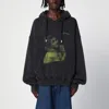 Off-white Men Blurred Bacchus Cotton Hoodie In Black