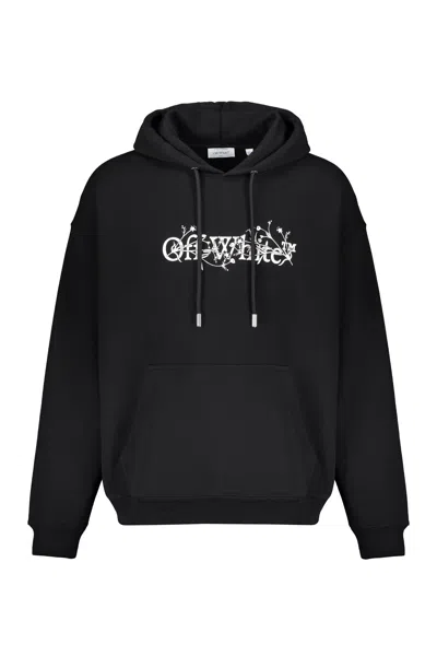 Off-white Black Hoodie With Pocket In Blue