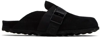 Off-white Black Industrial Belt Slippers In Black/black