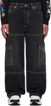 Off-white Cargo Jeans Urban Style In Vintage Black