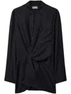 OFF-WHITE BLACK JACQUARD SHIRT DRESS WITH OFF MOTIF AND ASYMMETRIC BUTTON CLOSURE