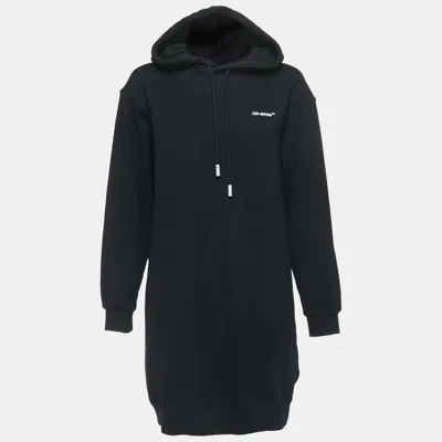Pre-owned Off-white Black Jersey Cotton Hoodie Dress S