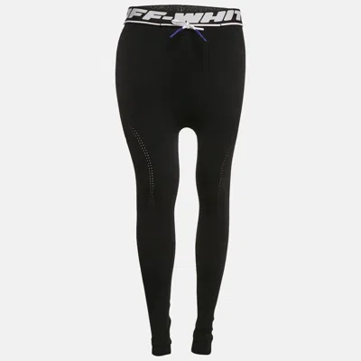 Pre-owned Off-white Black Jersey Drawstring Active Leggings L