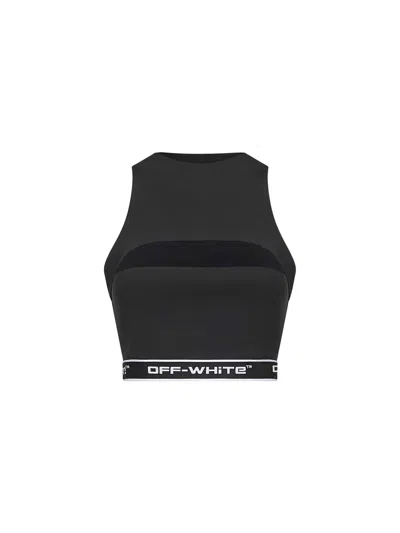 Off-white Arrow-motif Jacquard Crop Top In Blue