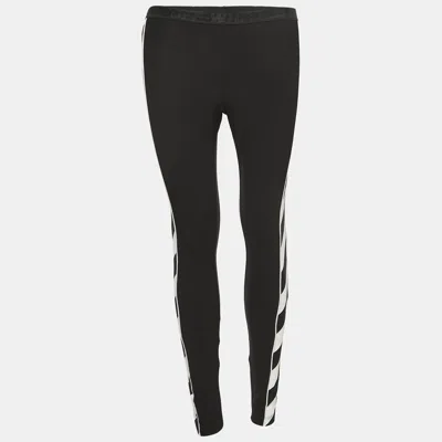 Pre-owned Off-white Black Jersey Side Stripe Detailed Leggings Xs