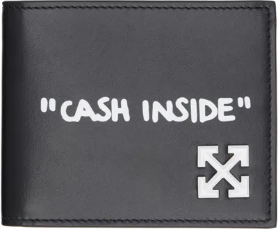 Off-white Black Jitney Quote Bifold Wallet In Black - White