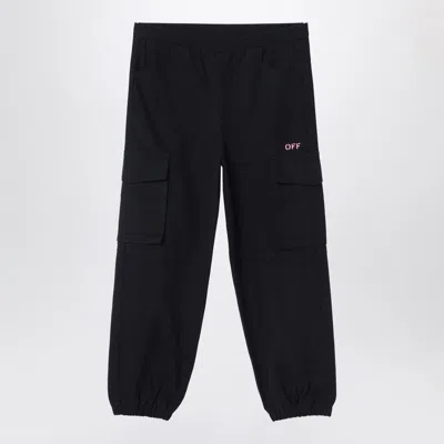 OFF-WHITE BLACK JOGGING CARGO TROUSERS WITH LOGO