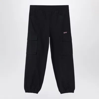 Off-white Kids' Black Jogging Cargo Trousers With Logo