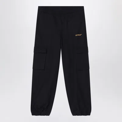 OFF-WHITE BLACK JOGGING TROUSERS WITH LOGO