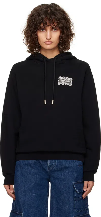 Off-white Black Lace Label Reg Hoodie In Black White