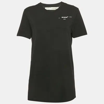 Pre-owned Off-white Black Leaf Embossed Jersey Crewneck T-shirt M