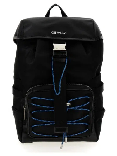 Off-white Black Leather And Nylon Fashion Backpack For Men