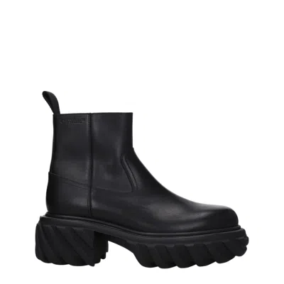 Off-white Black Leather Ankle