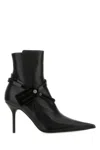 OFF-WHITE BLACK LEATHER ANKLE BOOTS